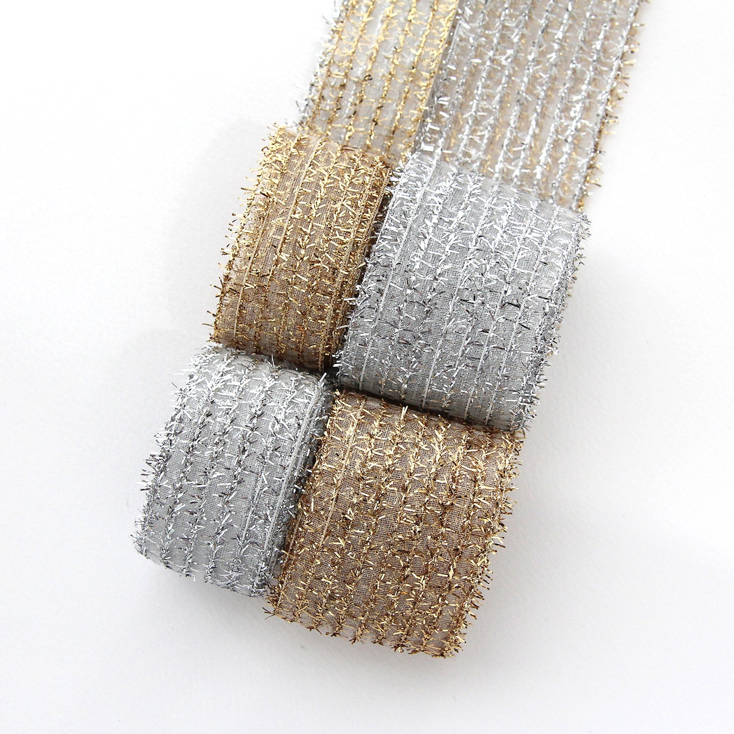 Glitter Stripe Ribbon 0.98/1.57inch (2.5cm/4cm) 2Yards