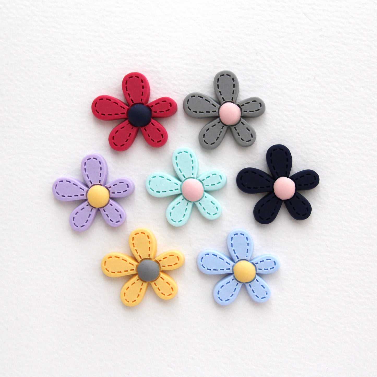 Resin Pastel Flower Flat Back Cabochons Embellishments 4pcs