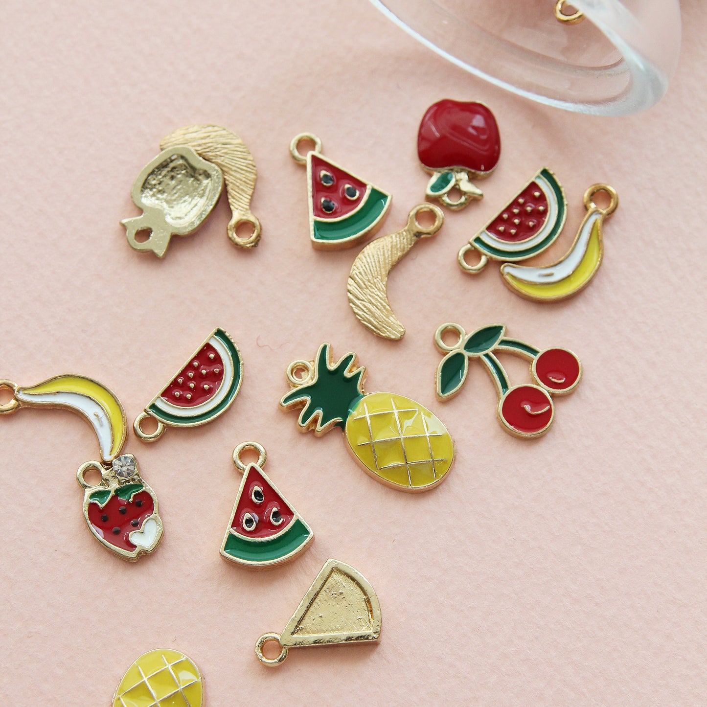 Enamel Fruit Charms 5pcs