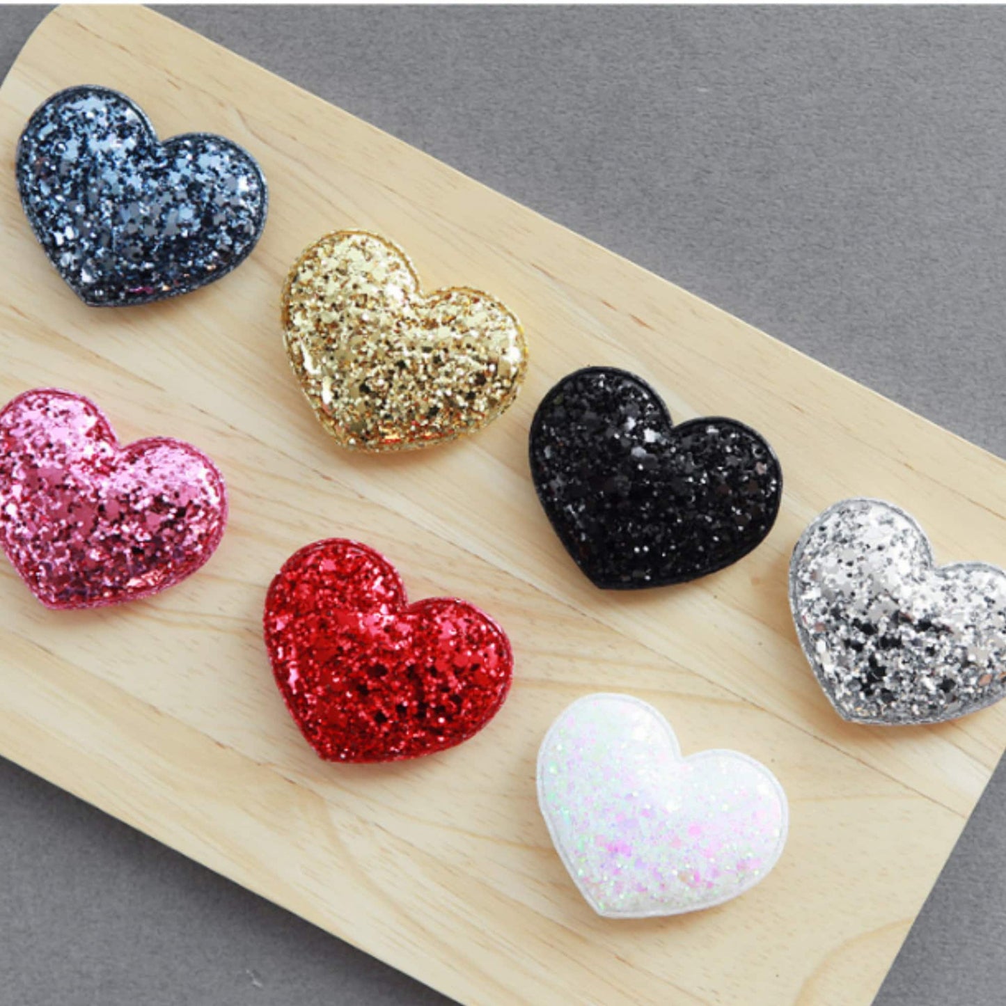 Glitter Heart Shape Padded Appliques, Haiclip Supplies 5pcs
