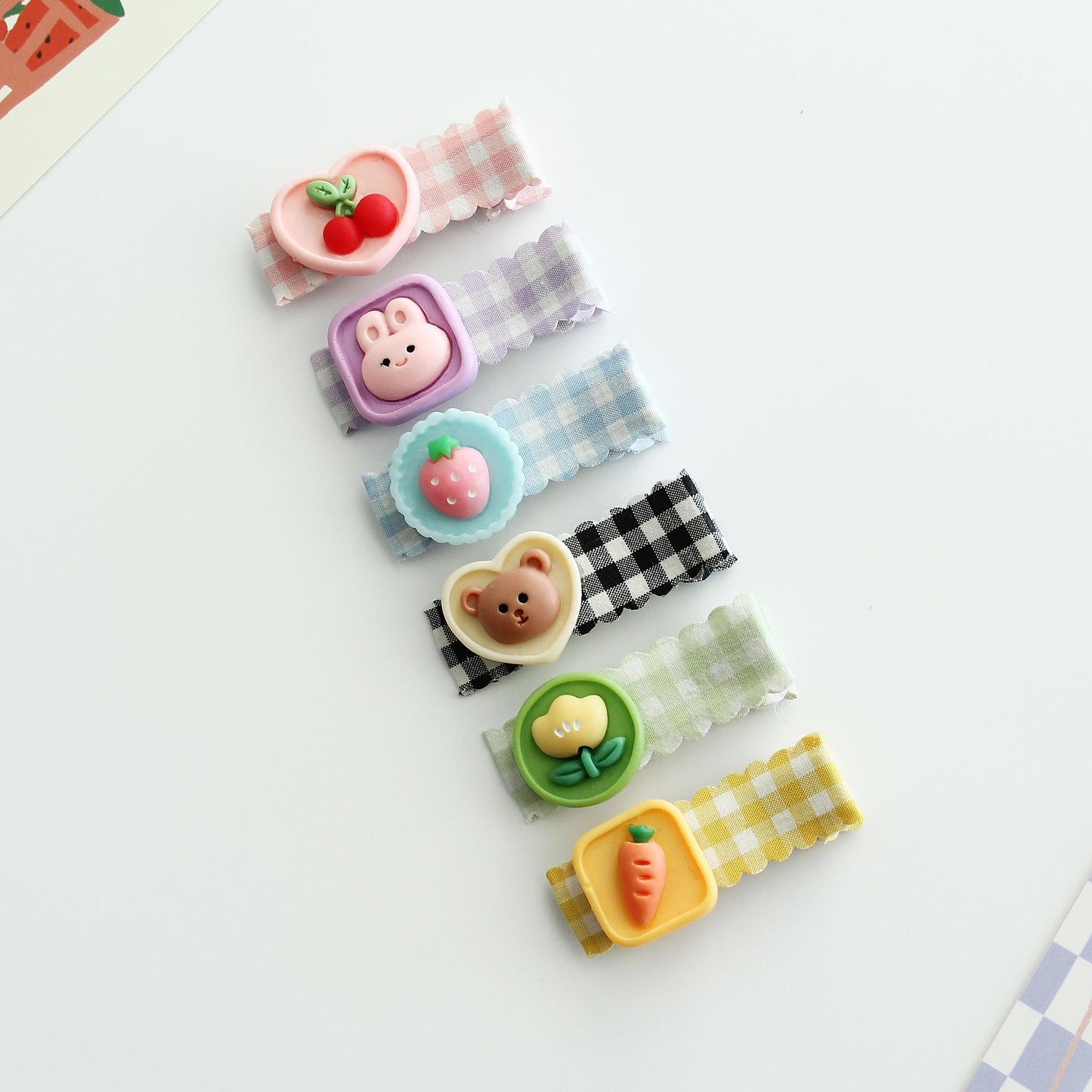 Resin Pastel Flat Back Cabochons Embellishments, Cherry, Strawberry, Bunny, Bear, Flower, Carrot 2pcs