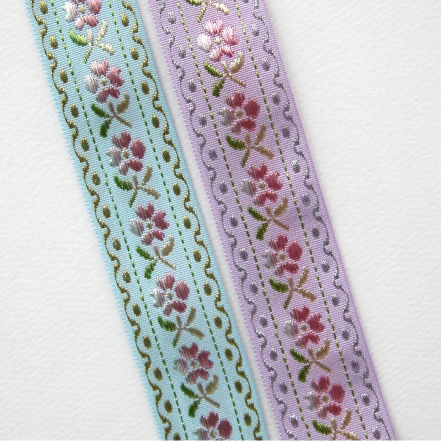 Pastel Floral Embroidered Ribbon 5Yards