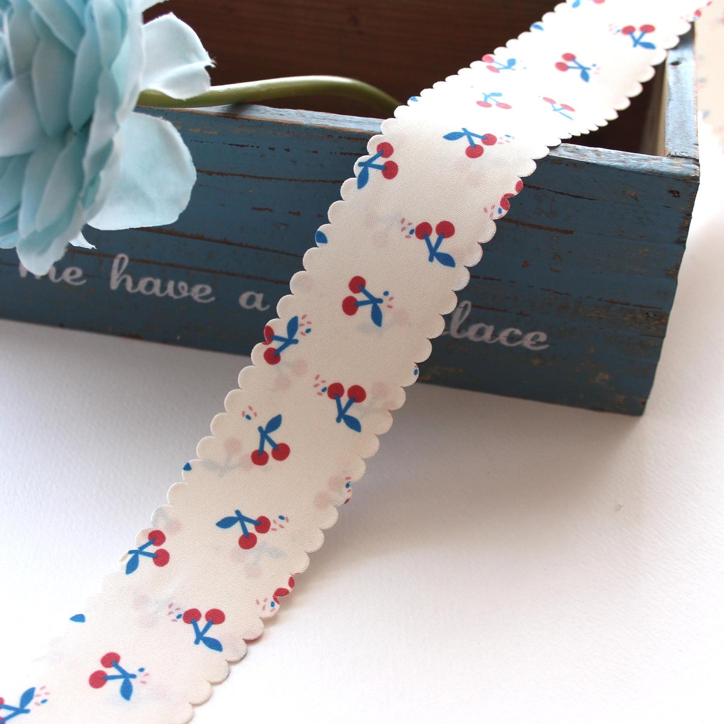 Cherry Scallop Ribbon Hair Bow Making Supplies 1.57 Inch (4cm) 5Yards