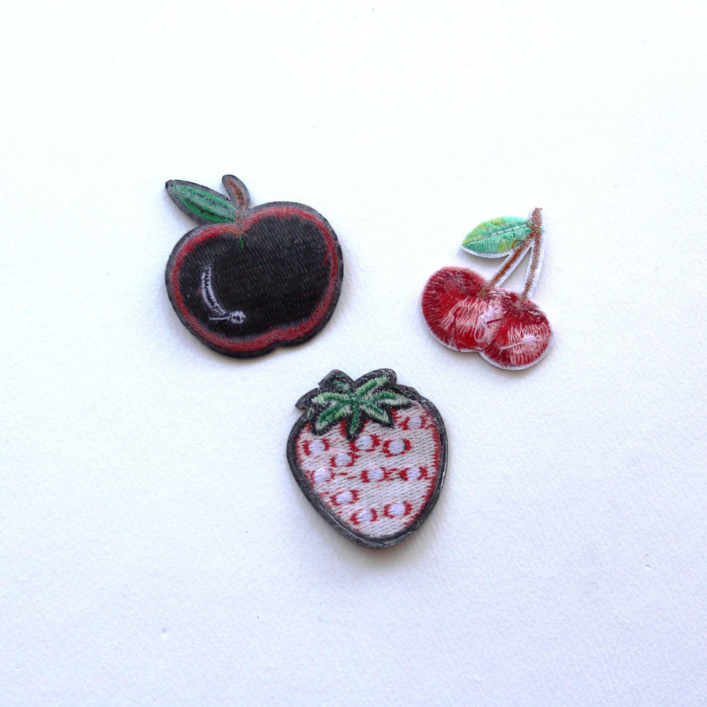 Fruit Embroidered Patch, Cherry, Strawberry, Apple Applique for Jackets, Bags