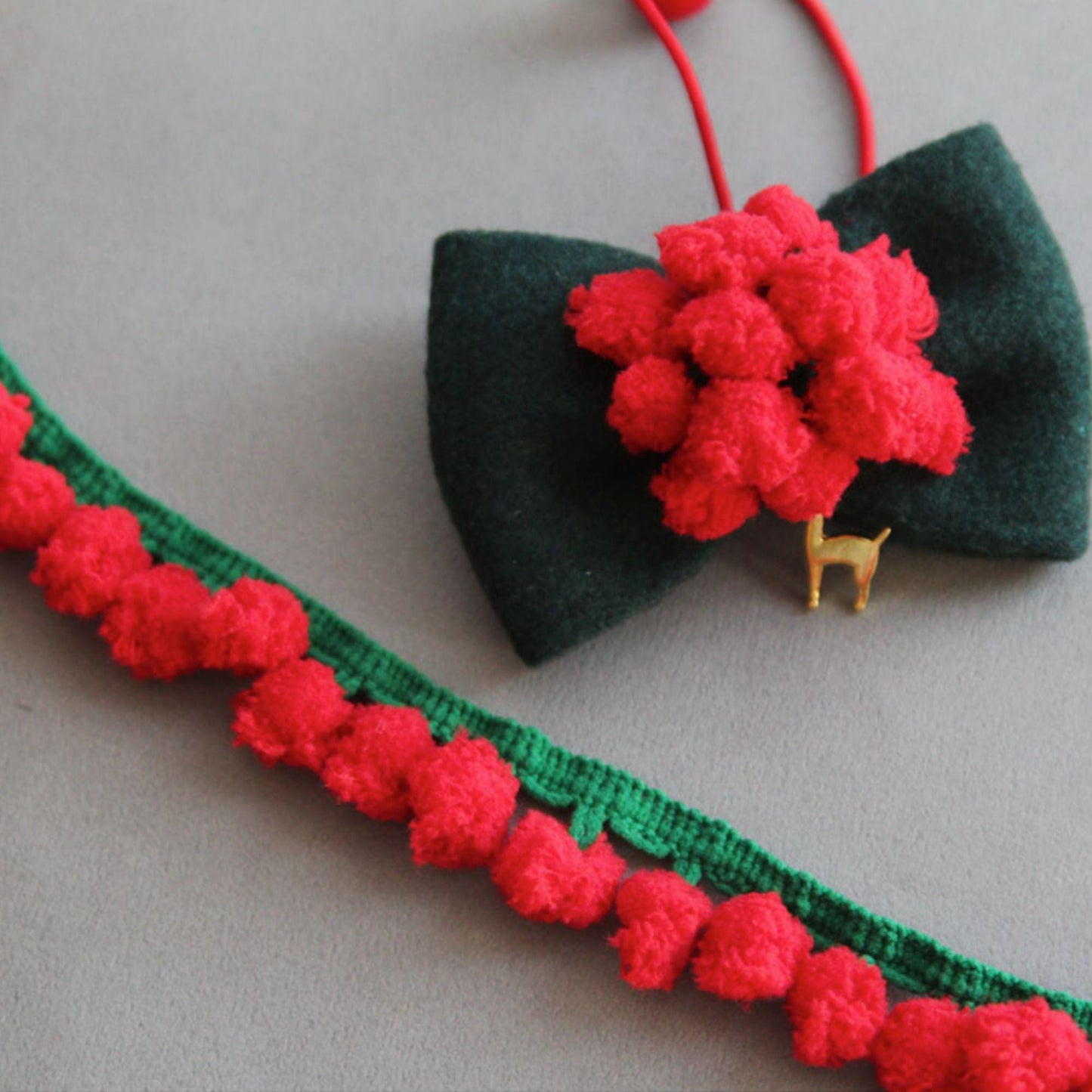 Apple Pom Pom Trim, Red Berry Fringe Ribbon, Christmas Craft Supply,DIY Sewing, 2Yards