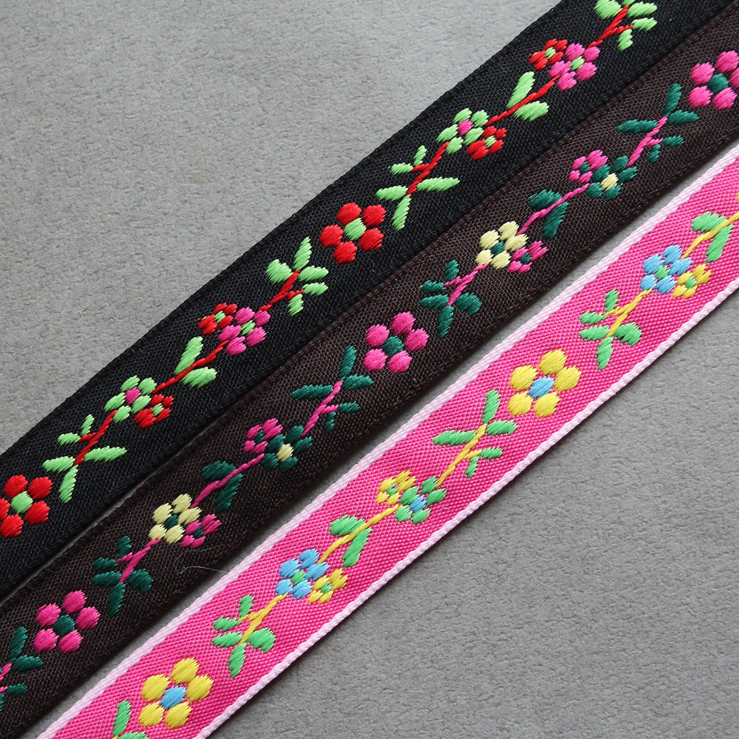 Wild Flower Embroidered Jacquard Ribbon 0.59inch (1.5cm) x 2/5/10Yards