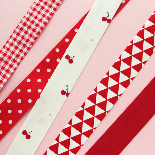 Red Pattern Fabric Ribbon 1.18inch(3cm)x 2/5/10Yards