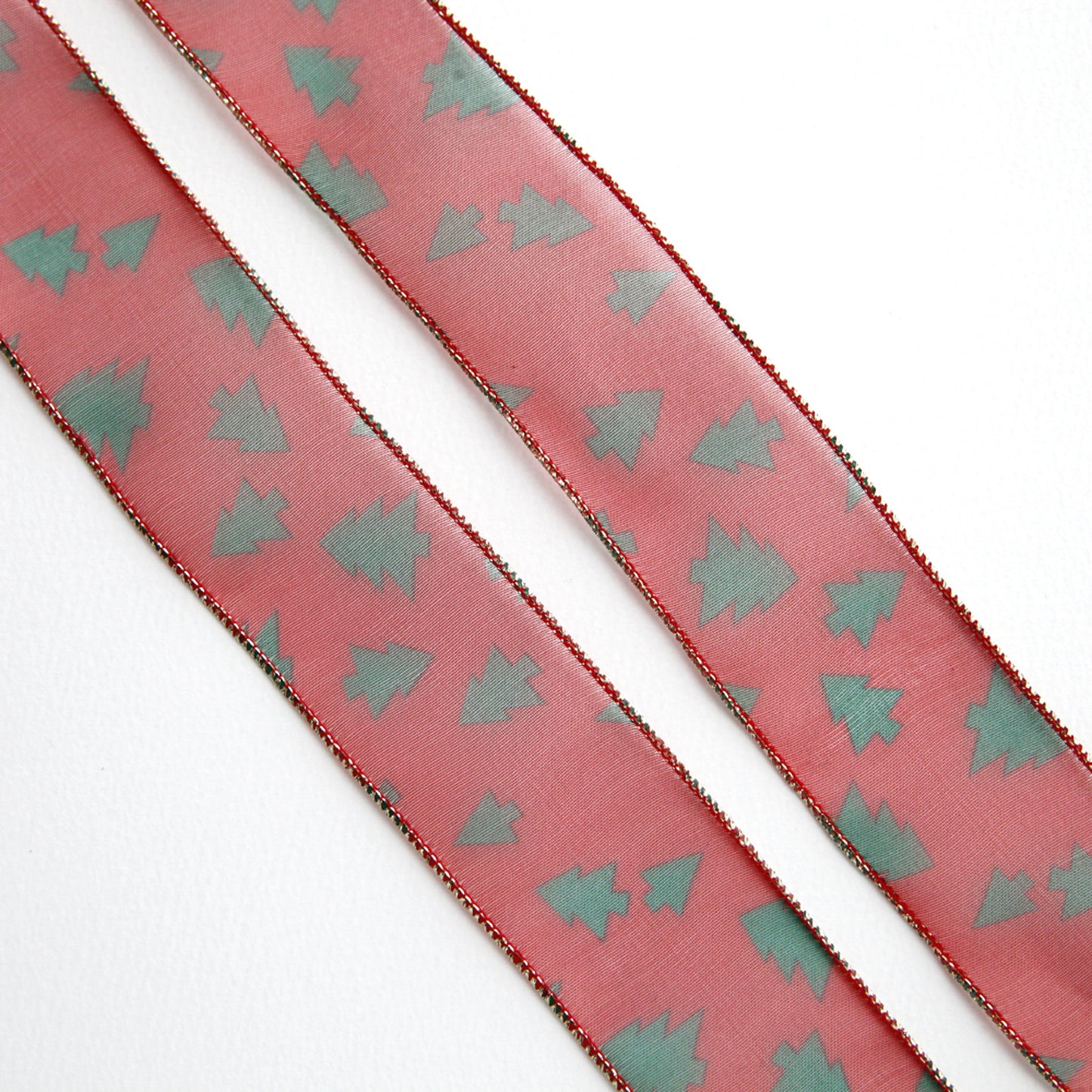 Tree Pattern Red Organdy Ribbon 1.45inch (3.7cm)x 2/5/10Yards