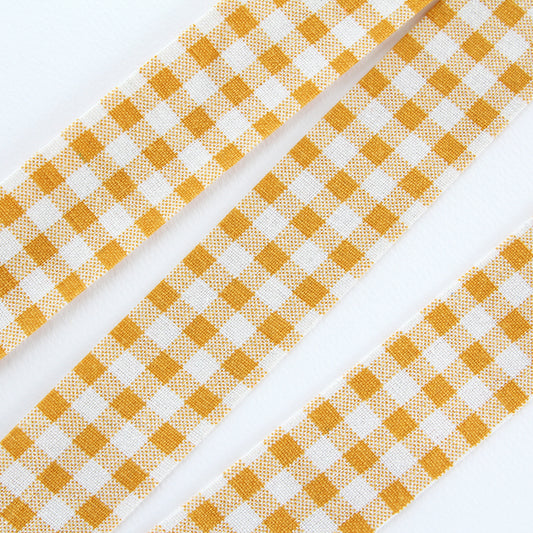 Yellow Check Fabric Ribbon 1.57inch (4cm) x 2/5/10Yards