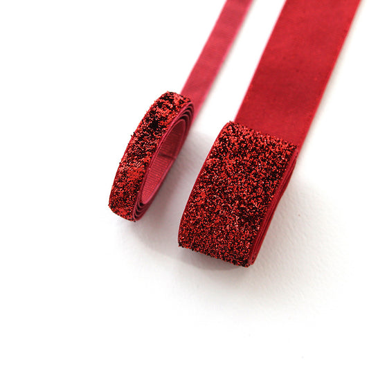 Red Metallic Velvet Ribbon 0.39/1inch (1cm/2.5cm) x 2/5/10Yards