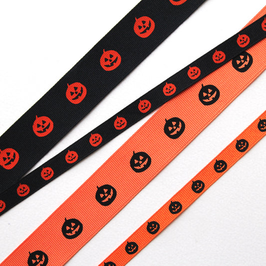 Halloween Pumpkin  Ribbon 0.39/0.98inch (1cm/2.5cm) x 2Yards
