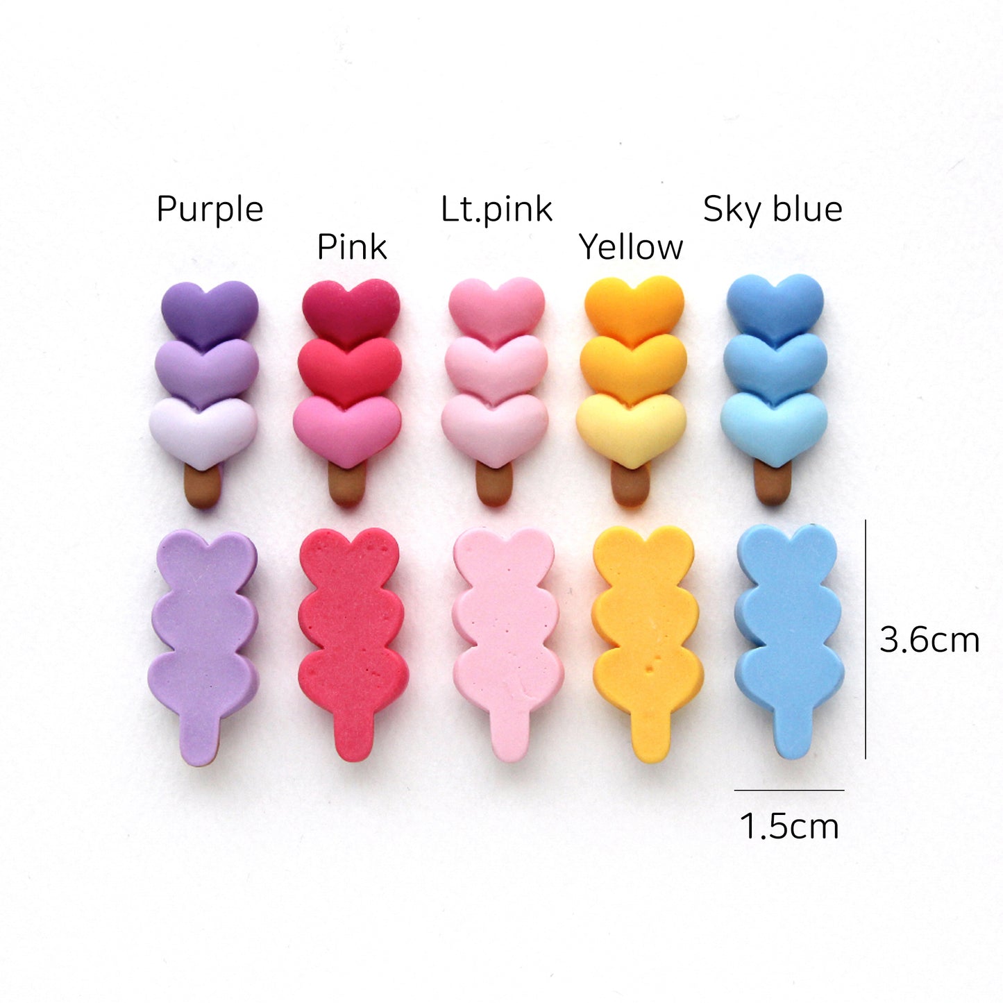 Resin 3Heart Flat Back Cabochons Embellishments 4/10/50pcs