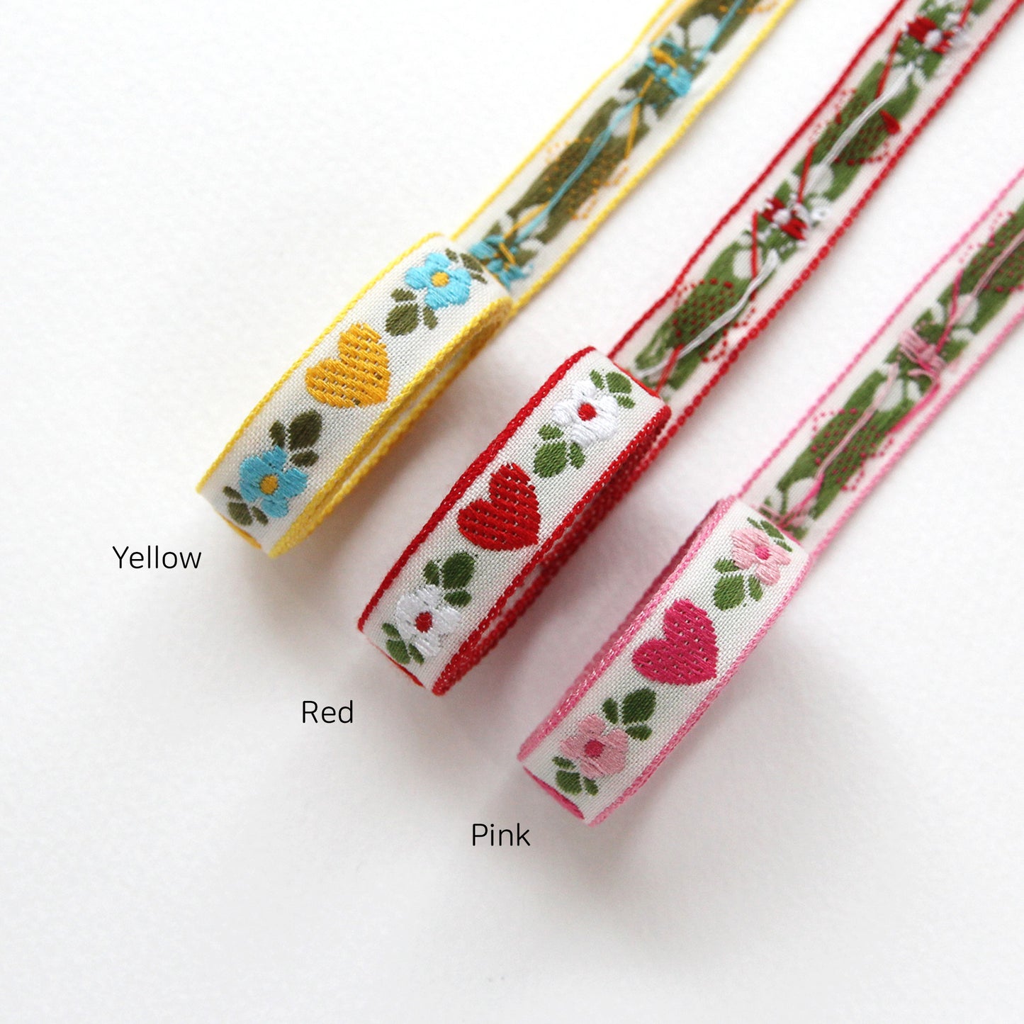 Heart Flower Embroidered Ribbon 0.47inch (1.2cm) x 2/5/10Yards