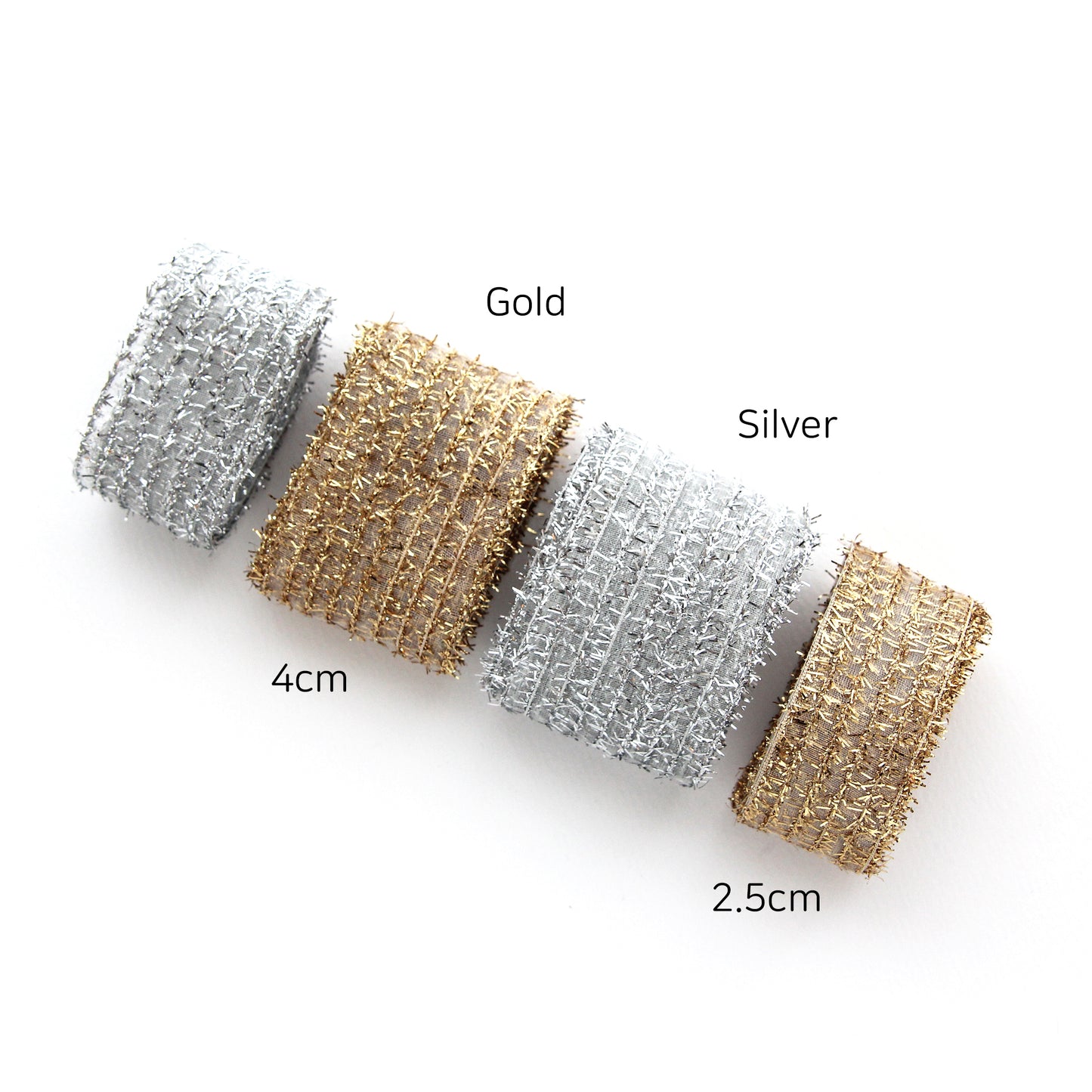 Glitter Stripe Ribbon 0.98/1.57inch (2.5cm/4cm) 2Yards