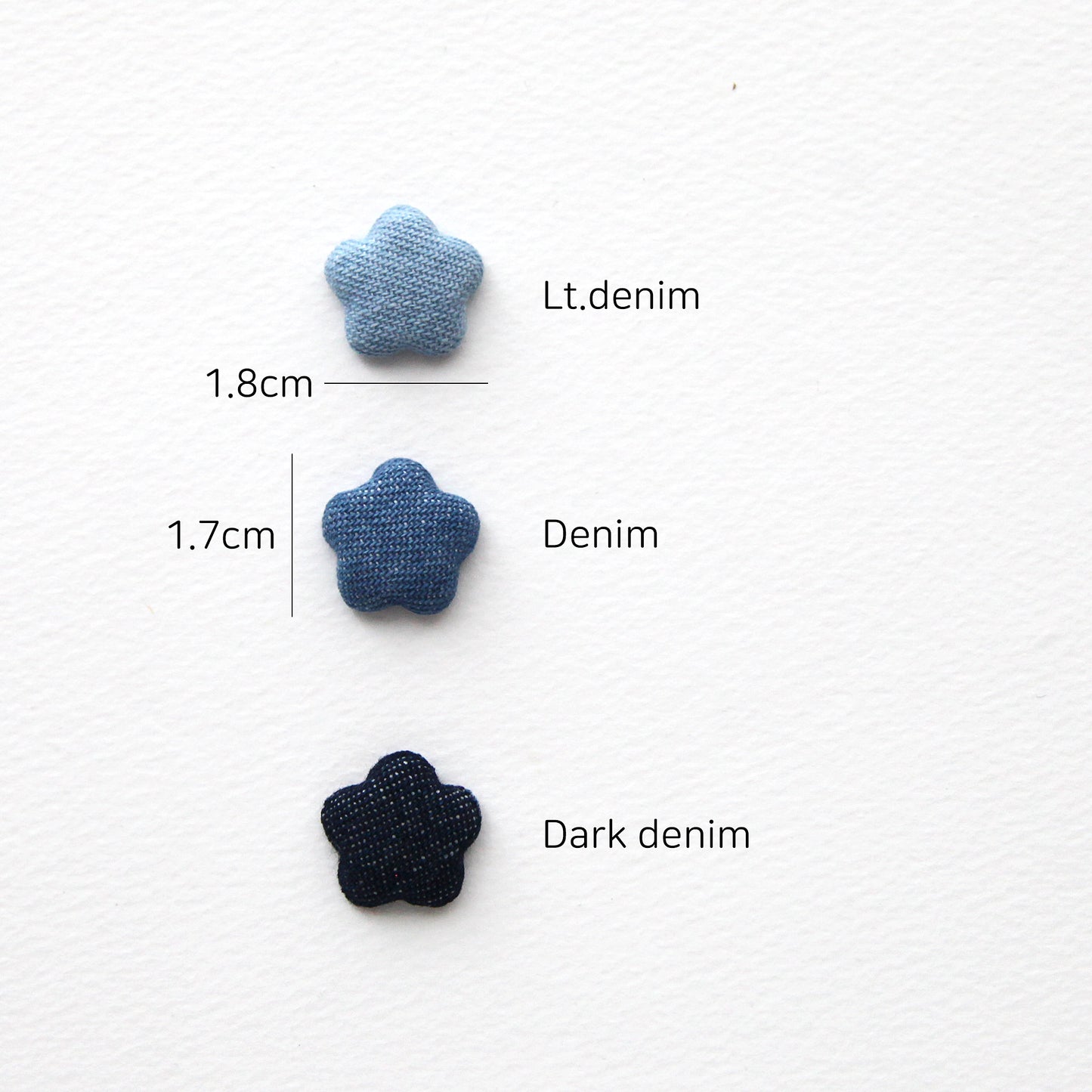 Star Shape Denim Covered Buttons, Metal Flatback 4/10pcs