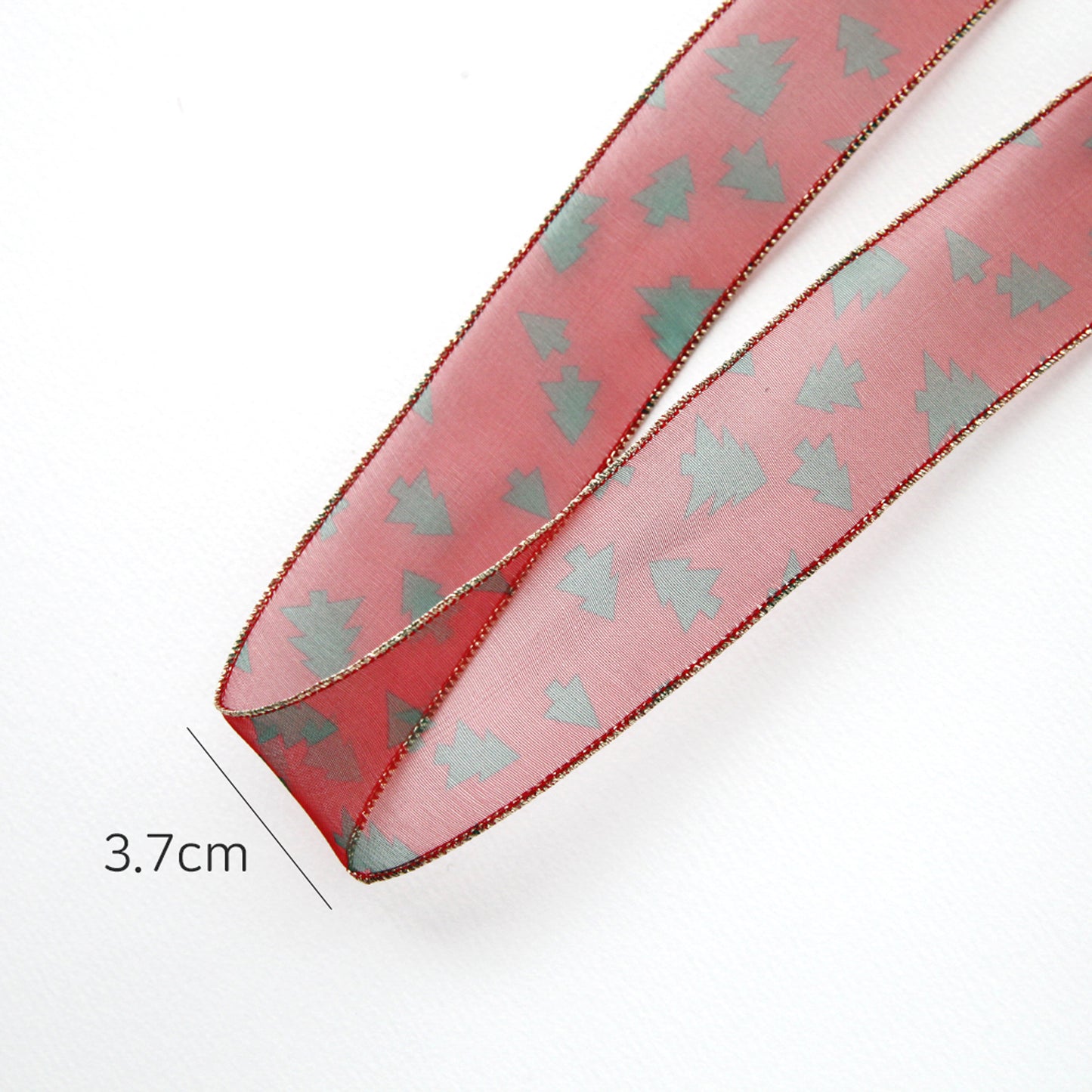 Tree Pattern Red Organdy Ribbon 1.45inch (3.7cm)x 2/5/10Yards