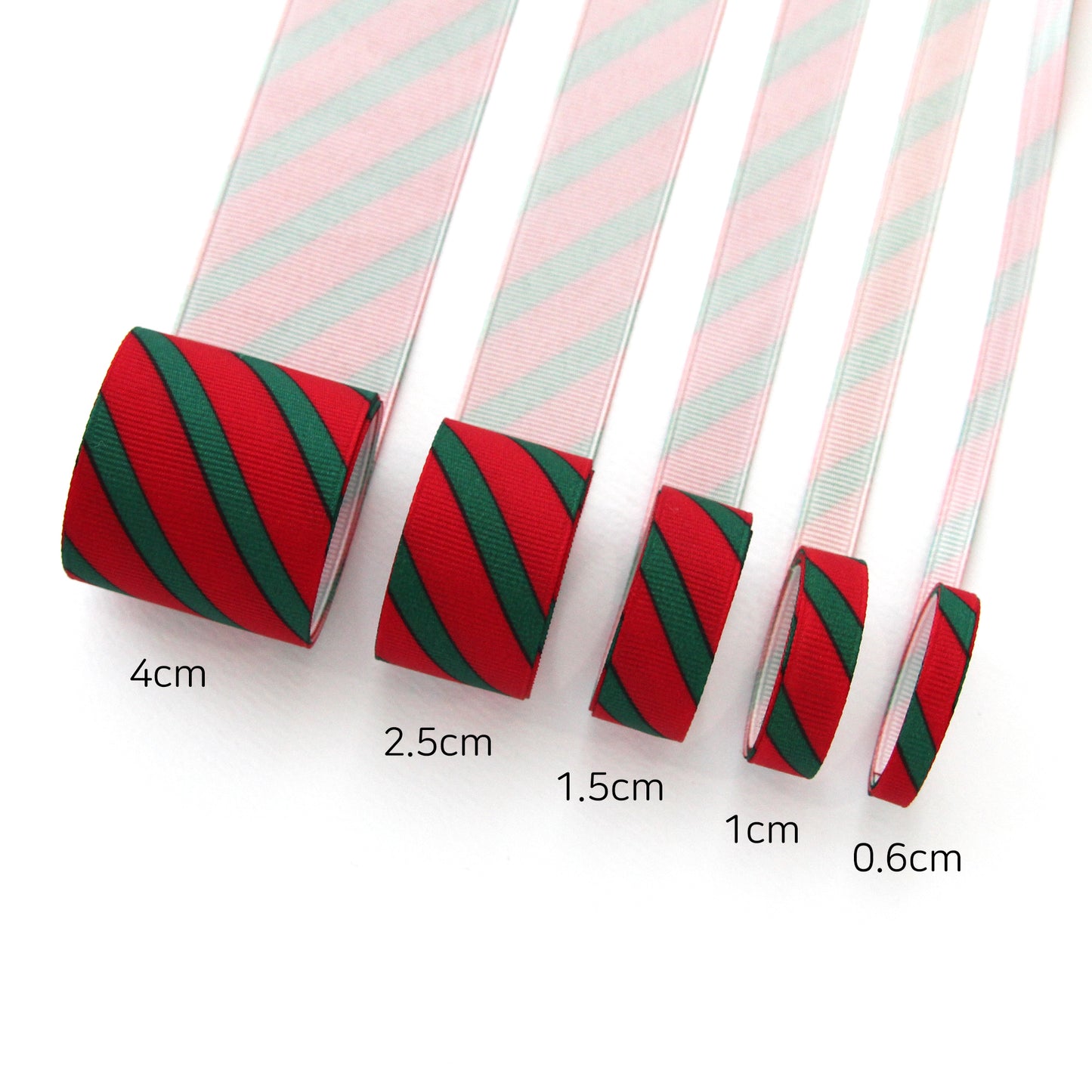 Diagonal Stripe Christmas Ribbon 2/5/10Yards