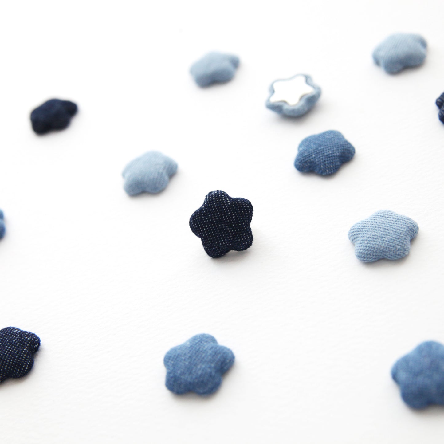 Star Shape Denim Covered Buttons, Metal Flatback 4/10pcs