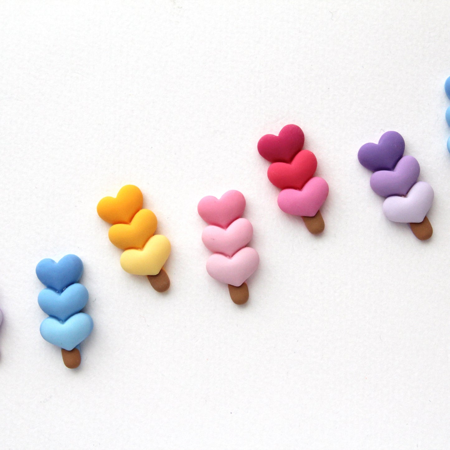 Resin 3Heart Flat Back Cabochons Embellishments 4/10/50pcs