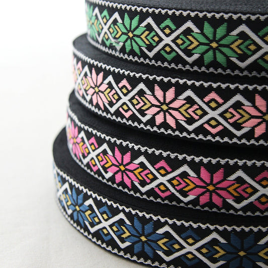 Ethnic Patterned Embroidered Jacquard Ribbon 0.98inch (2.5cm) x 2/5/10Yards
