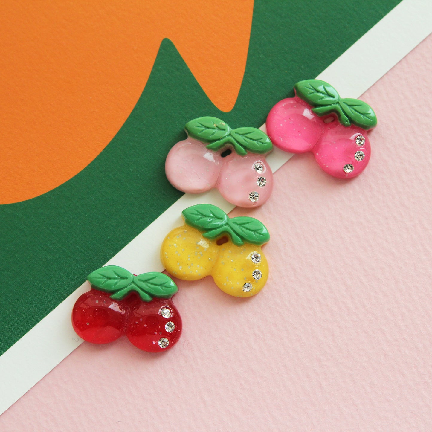 Cherry Cabochons, Hair Accessories, Embellishments 4/10pcs