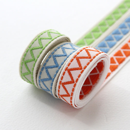Zigzag Pattern Embroidered Ethnic Ribbon 0.59inch (1.5cm) x 2/5/10Yards