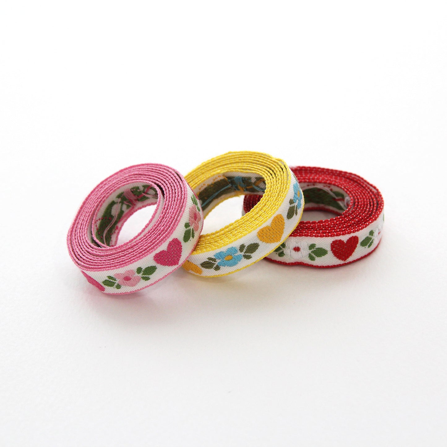 Heart Flower Embroidered Ribbon 0.47inch (1.2cm) x 2/5/10Yards