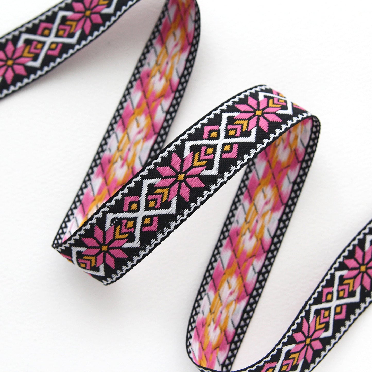 Ethnic Patterned Embroidered Jacquard Ribbon 0.98inch (2.5cm) x 2/5/10Yards