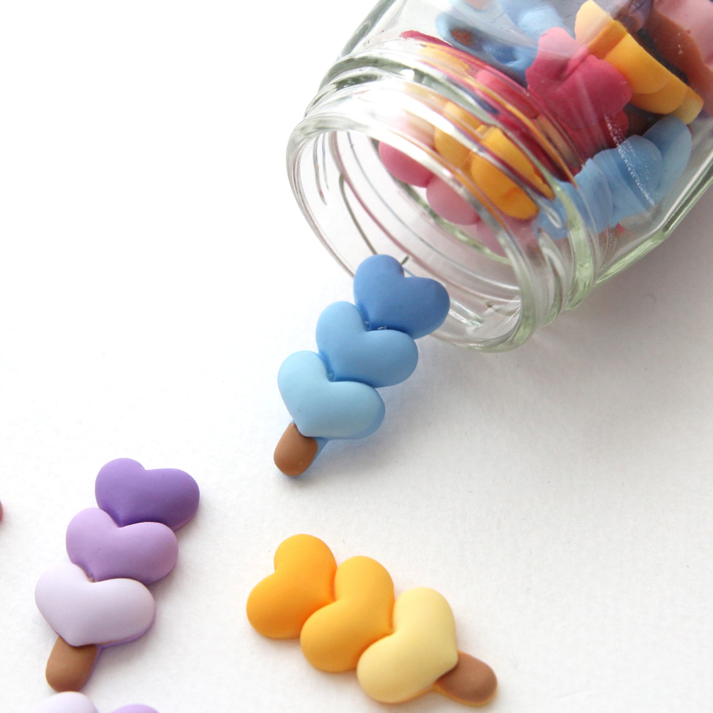 Resin 3Heart Flat Back Cabochons Embellishments 4/10/50pcs