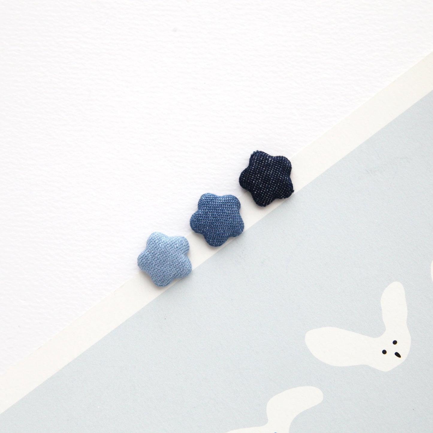 Star Shape Denim Covered Buttons, Metal Flatback 4/10pcs