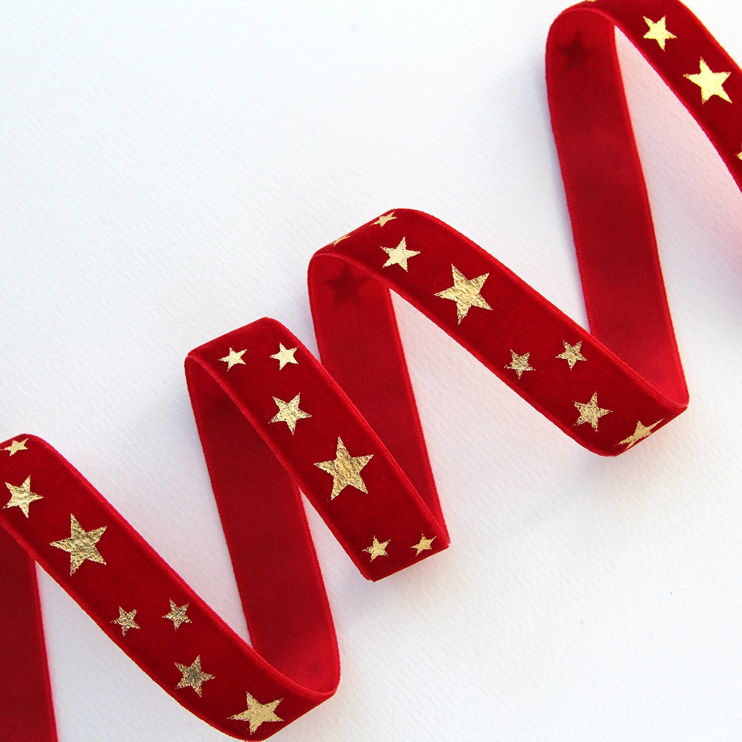 Velvet Ribbon with Gold Star 0.74inch (1.9cm) x 2/5/10Yards