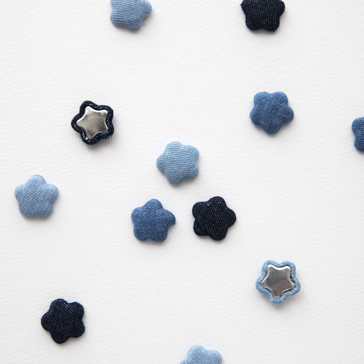 Star Shape Denim Covered Buttons, Metal Flatback 4/10pcs