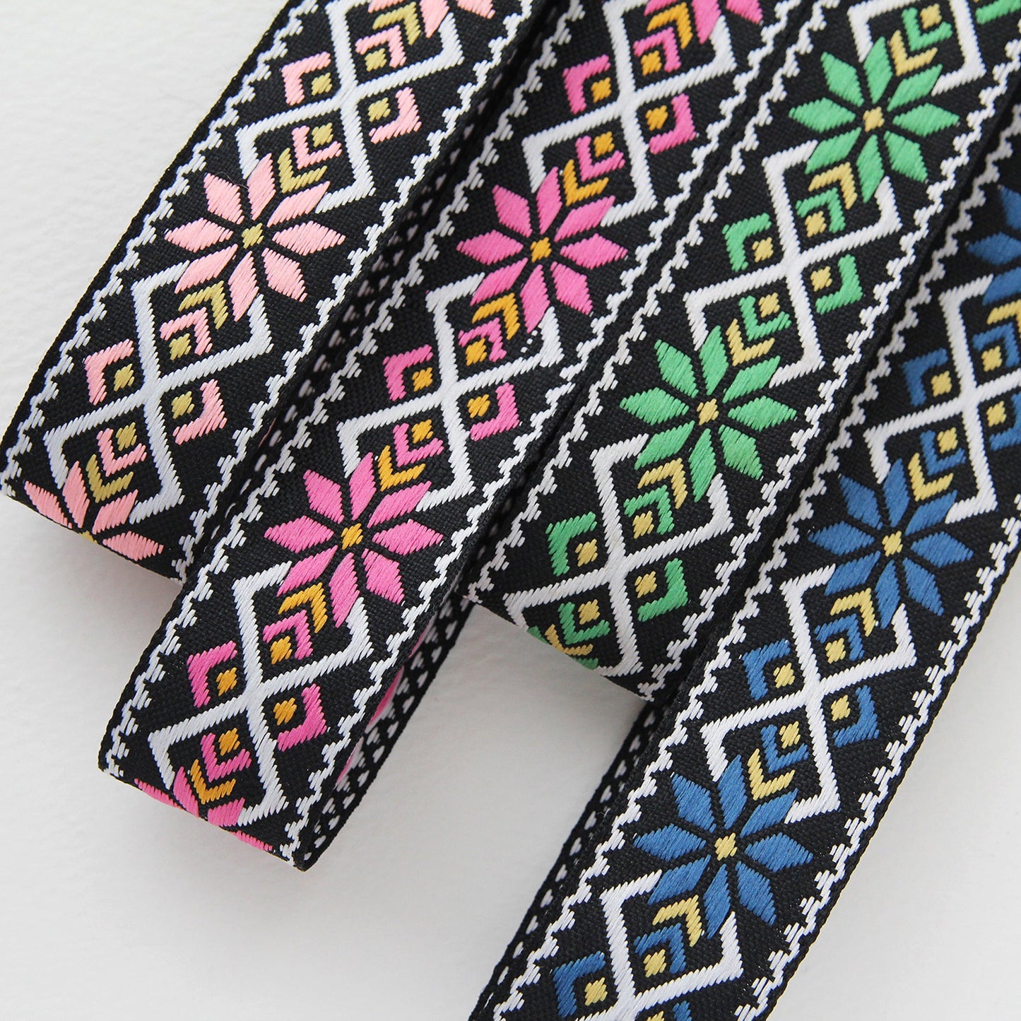 Ethnic Patterned Embroidered Jacquard Ribbon 0.98inch (2.5cm) x 2/5/10Yards