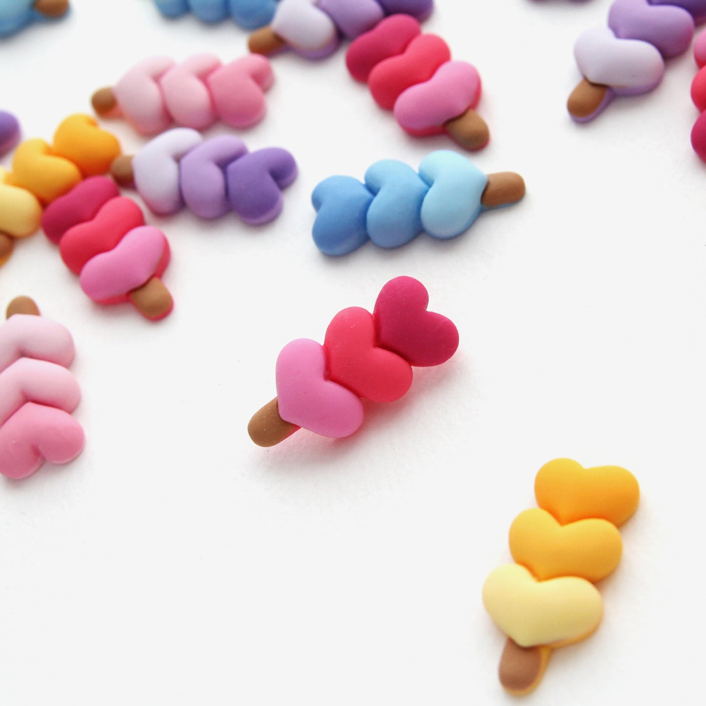 Resin 3Heart Flat Back Cabochons Embellishments 4/10/50pcs