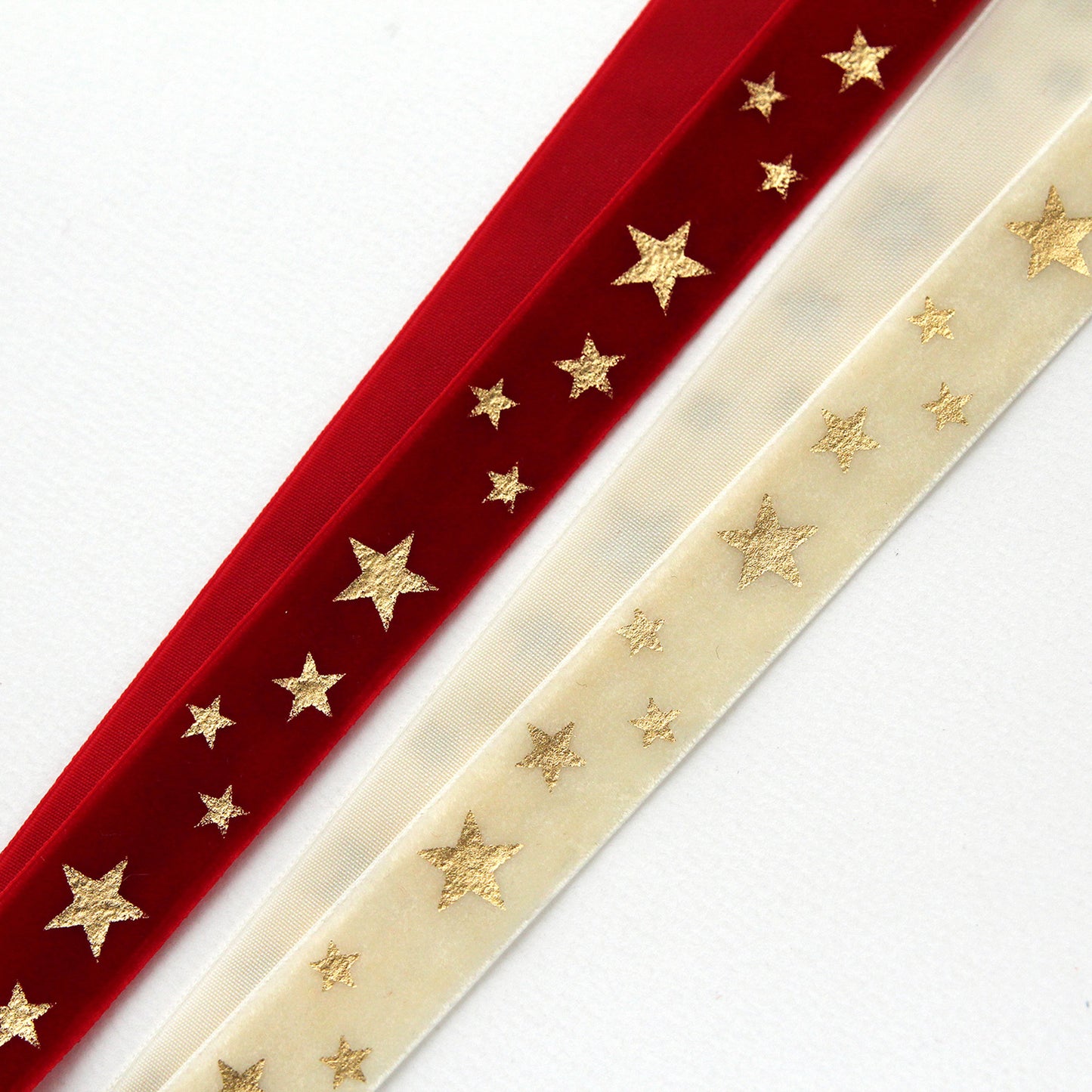Velvet Ribbon with Gold Star 0.74inch (1.9cm) x 2/5/10Yards