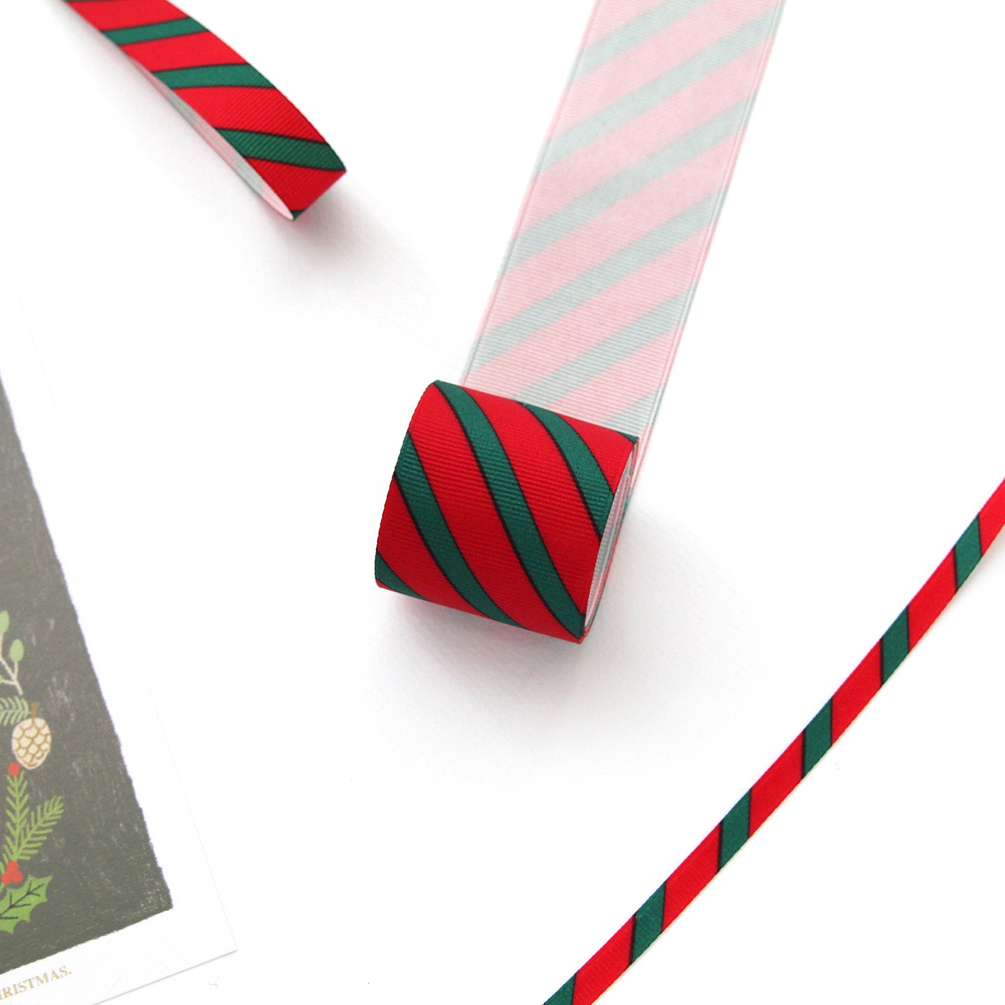 Diagonal Stripe Christmas Ribbon 2/5/10Yards