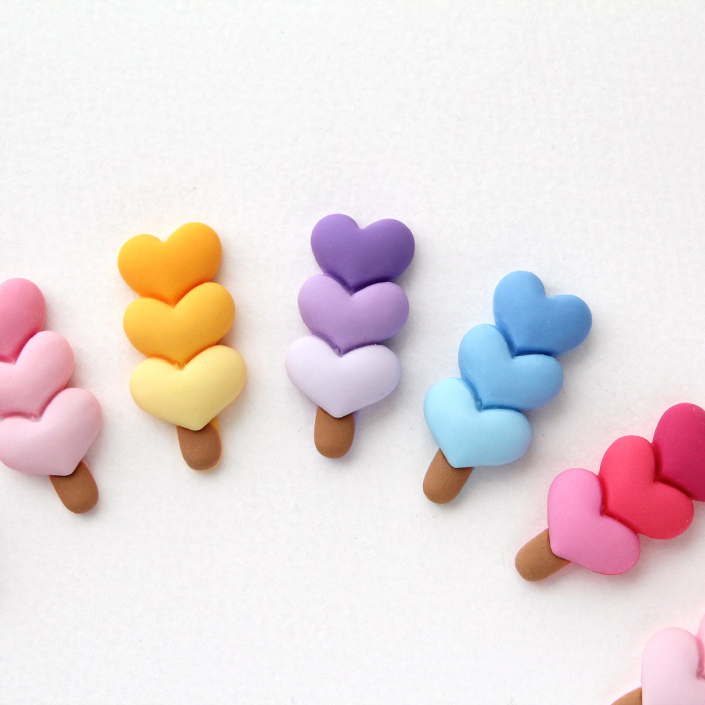 Resin 3Heart Flat Back Cabochons Embellishments 4/10/50pcs