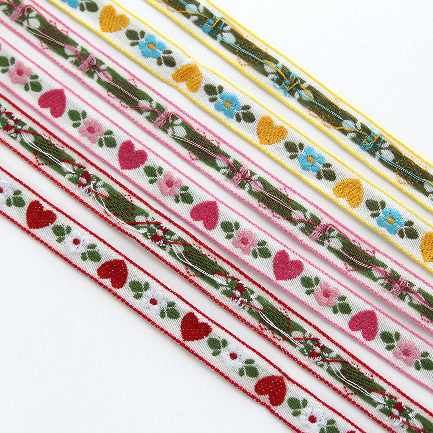 Heart Flower Embroidered Ribbon 0.47inch (1.2cm) x 2/5/10Yards