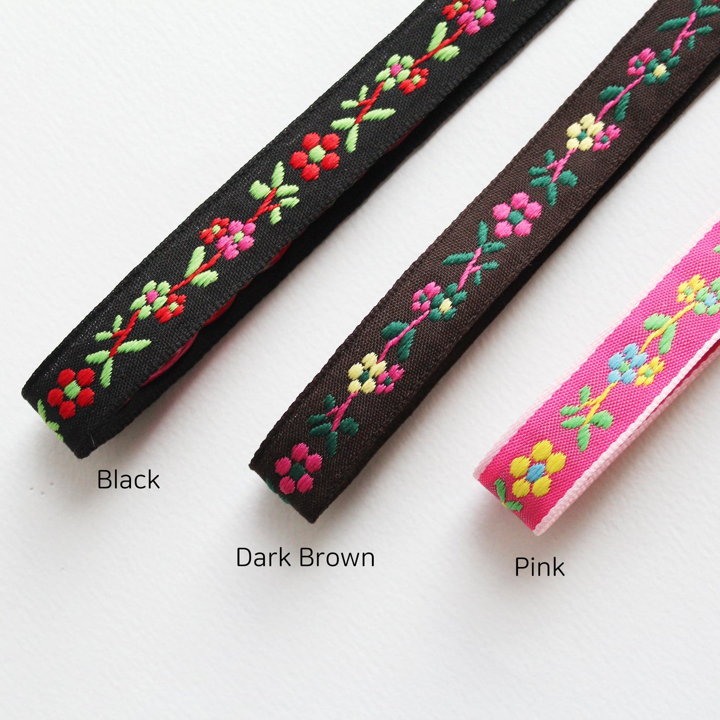 Wild Flower Embroidered Jacquard Ribbon 0.59inch (1.5cm) x 2/5/10Yards