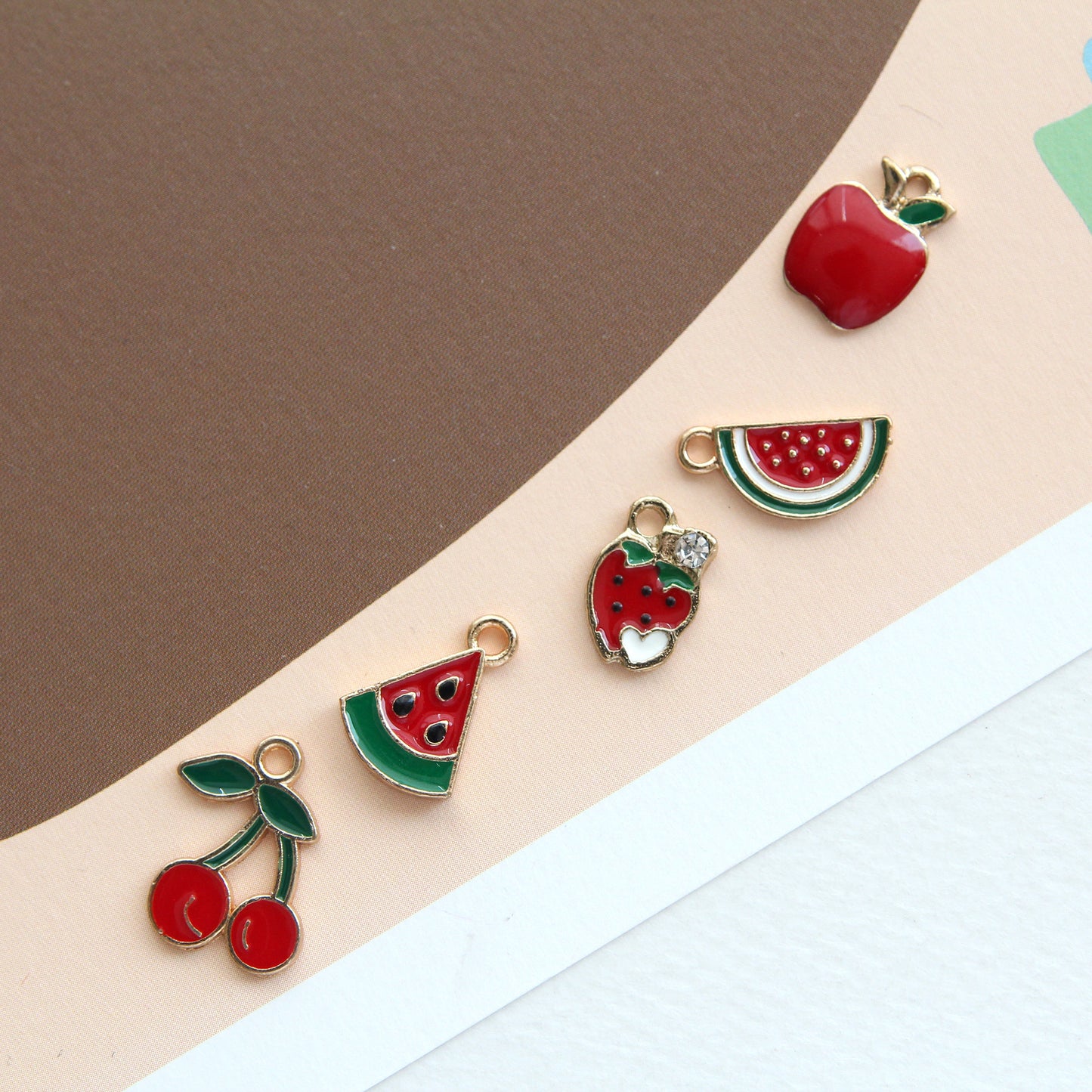 5pcs Enamel Fruit Charms[J524]
