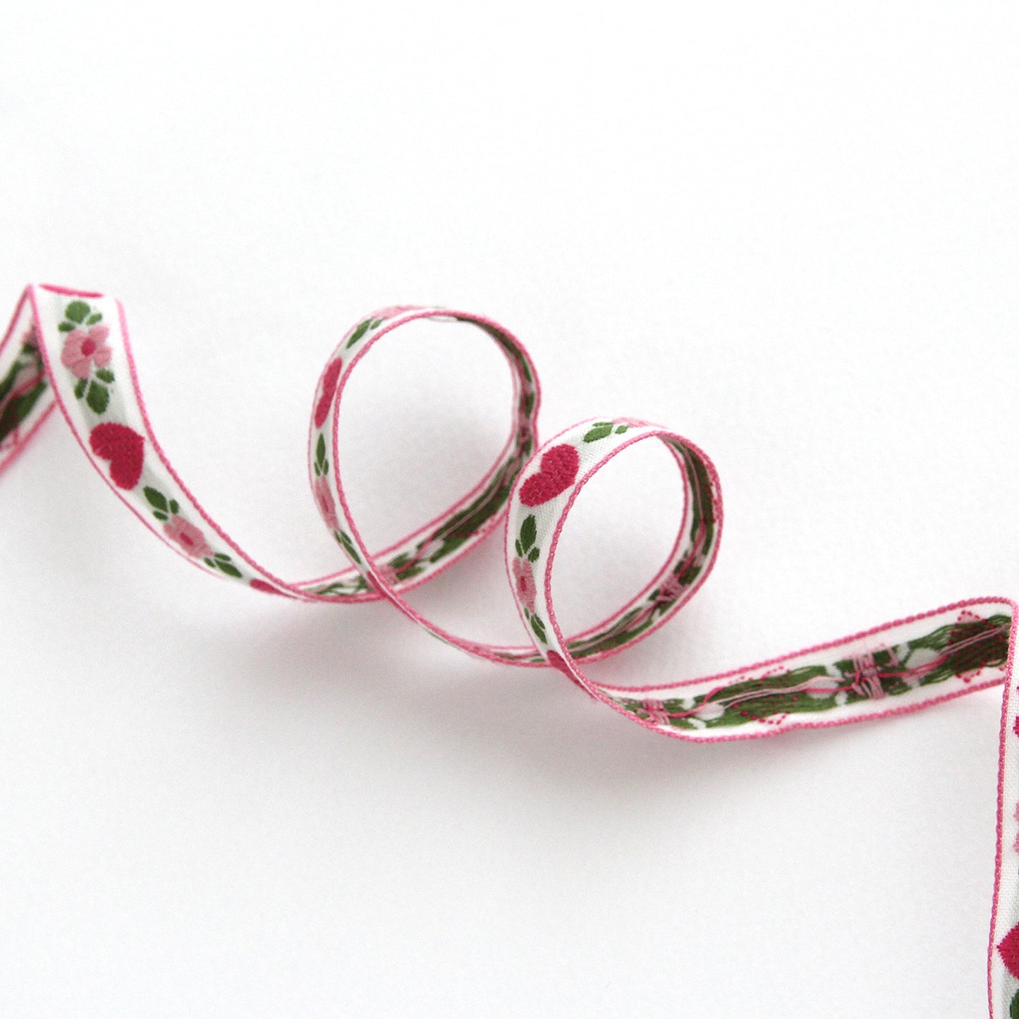 Heart Flower Embroidered Ribbon 0.47inch (1.2cm) x 2/5/10Yards