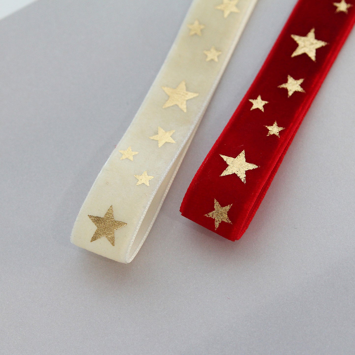Velvet Ribbon with Gold Star 0.74inch (1.9cm) x 2/5/10Yards