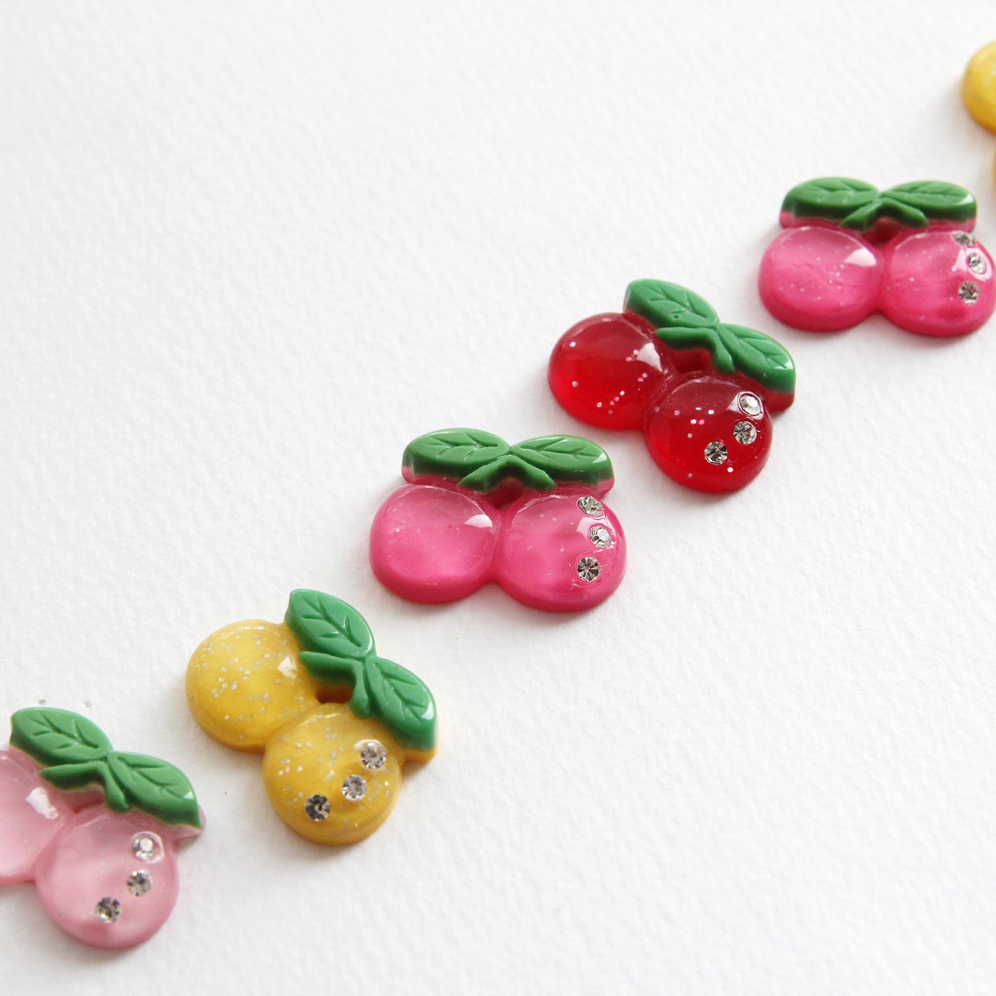 Cherry Cabochons, Hair Accessories, Embellishments 4/10pcs