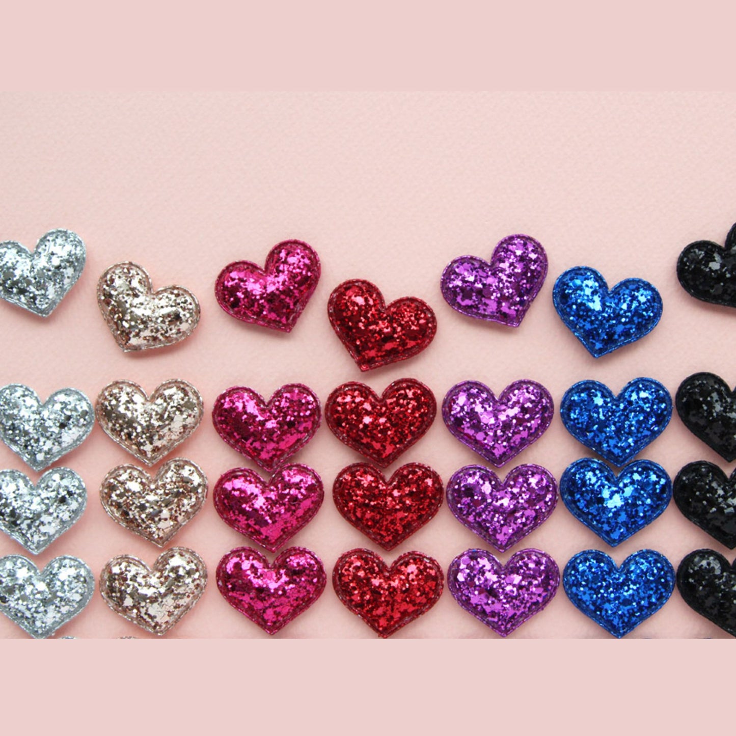 5/10/30pcs Mini Glitter Heart Appliqués [P257]
