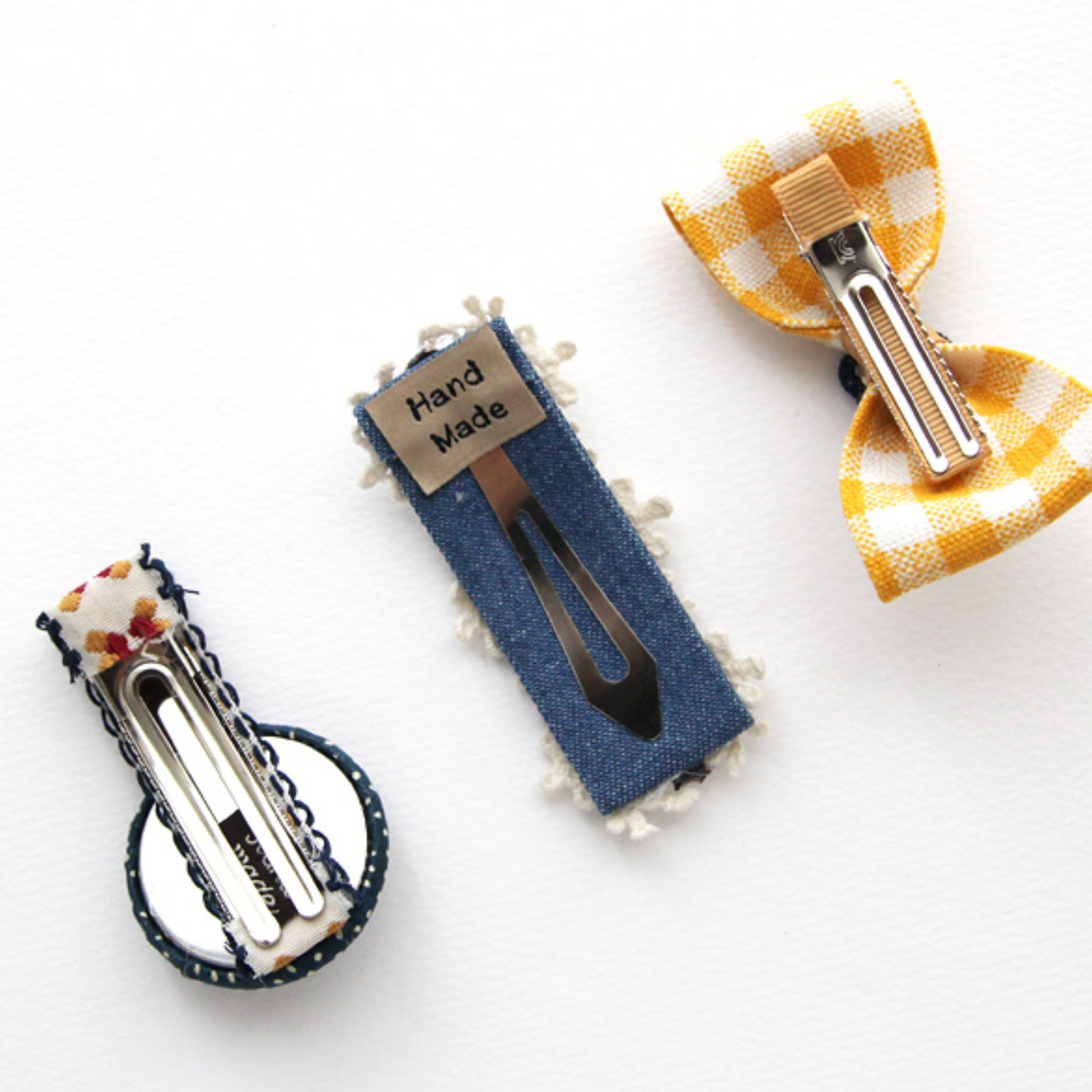 Yellow Check Ribbon Hairclip Set for Girls