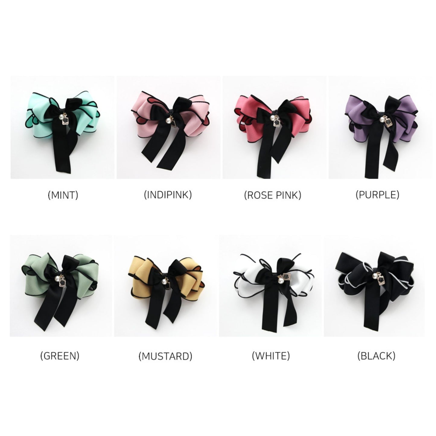 Voluminous Herringbone Ribbon Hair Bow Barrette