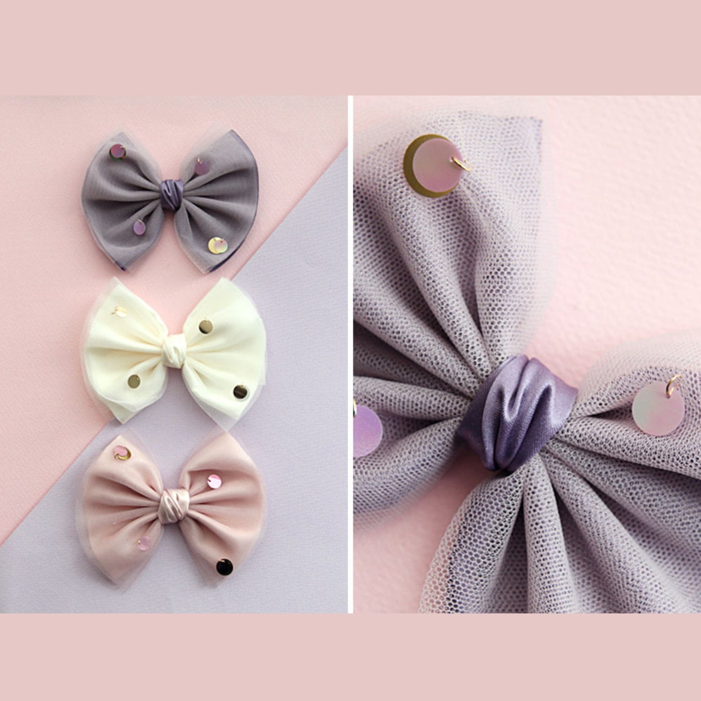 Satin and Mesh Dual-Layer Bow