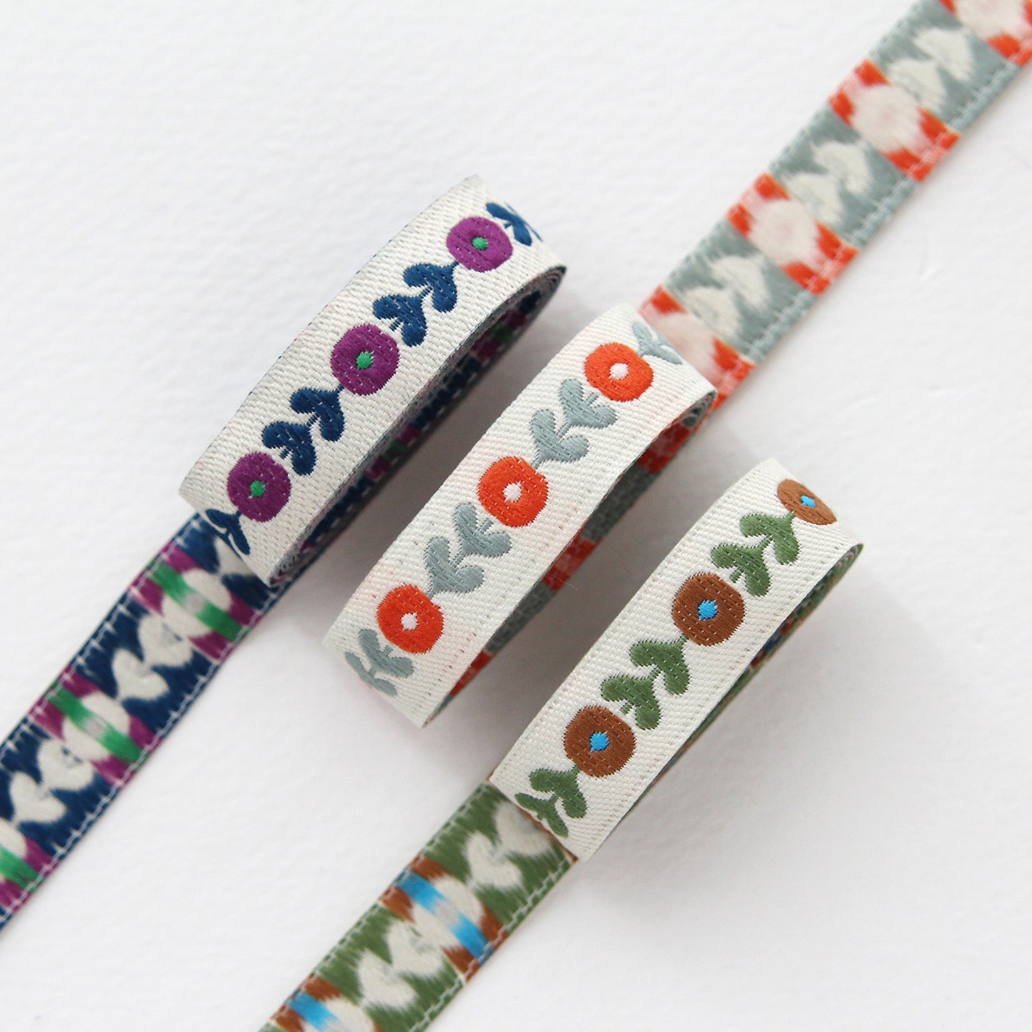 Flower Jacquard Ribbon Trim Embroidered Sewing Trim Craft 0.47inch (1.2cm) x 2/5/10Yards
