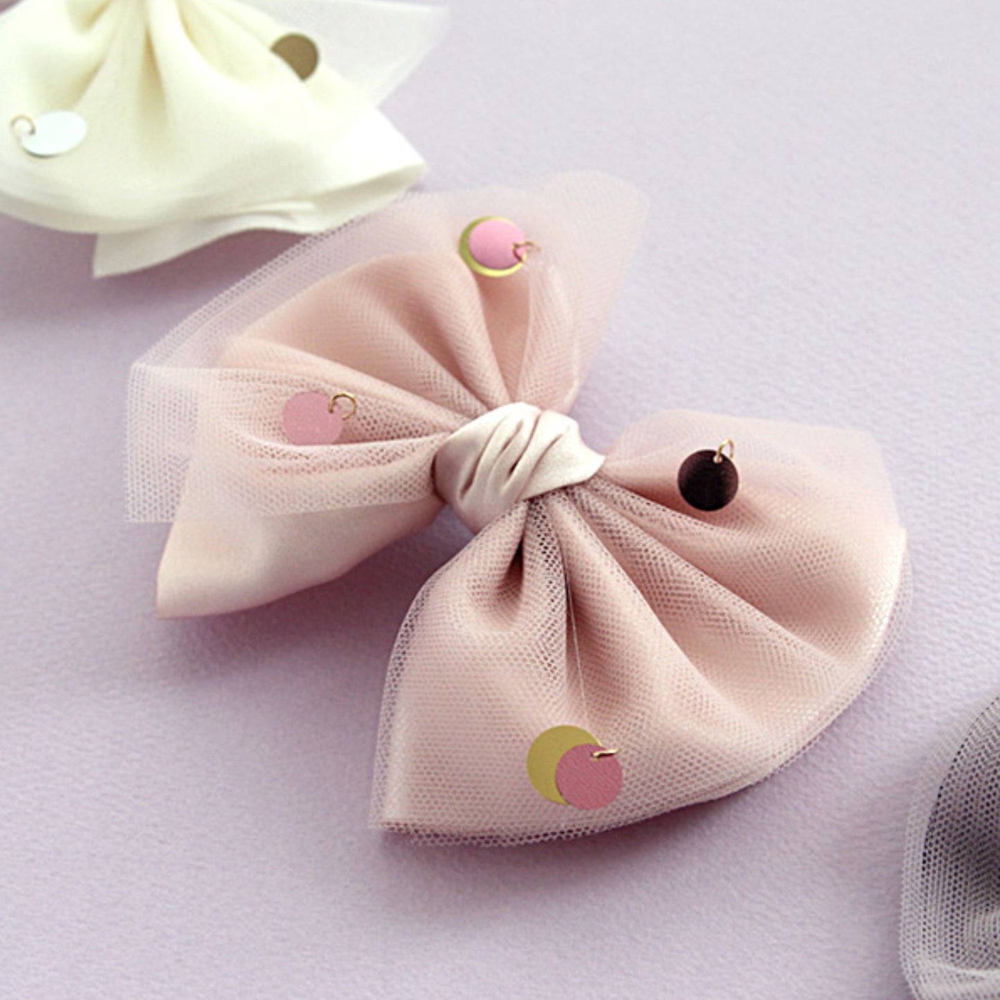Satin and Mesh Dual-Layer Bow