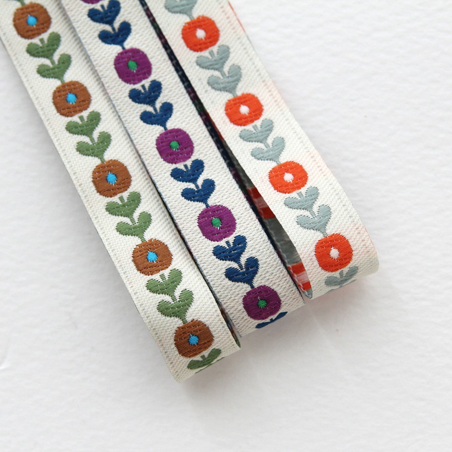 Flower Jacquard Ribbon Trim Embroidered Sewing Trim Craft 0.47inch (1.2cm) x 2/5/10Yards